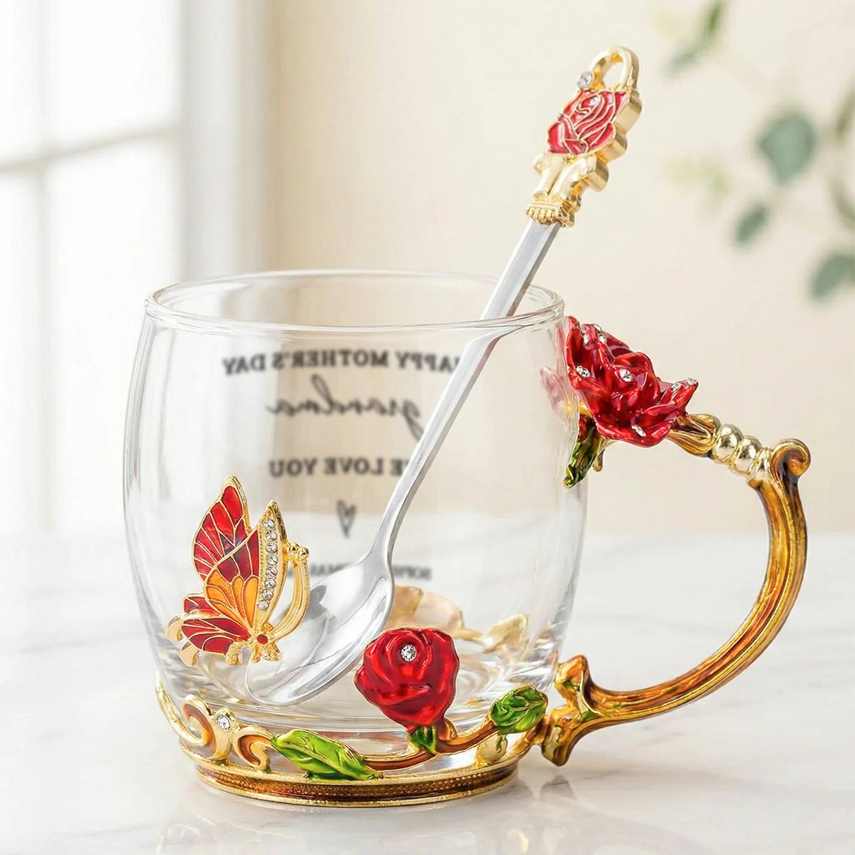 Good Morning Happy Mother's Day Grandma Mom - Personalized Enamel Flower Tea Cup - Gift For Grandma, Mom - Image 7