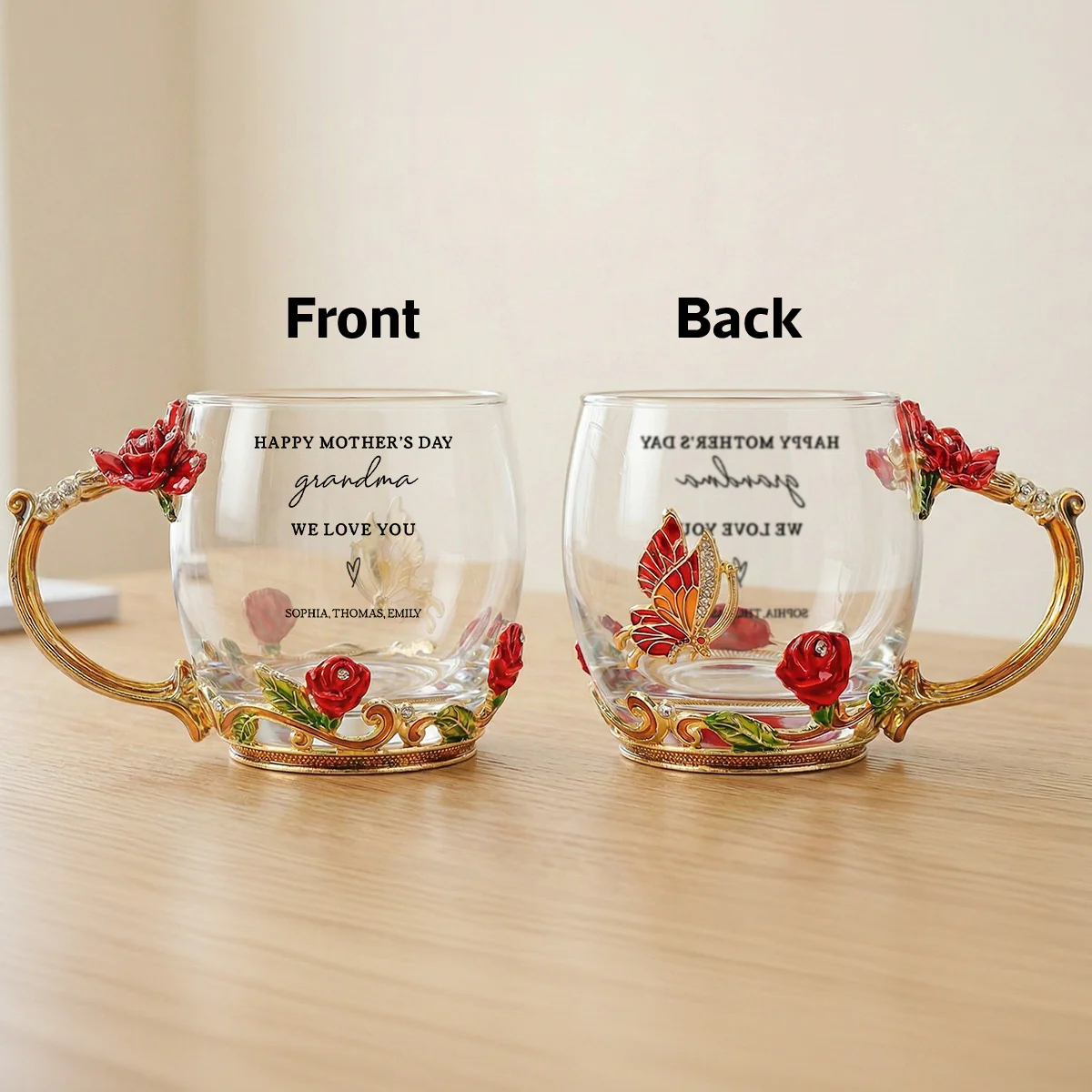 Good Morning Happy Mother's Day Grandma Mom - Personalized Enamel Flower Tea Cup - Gift For Grandma, Mom - Image 8