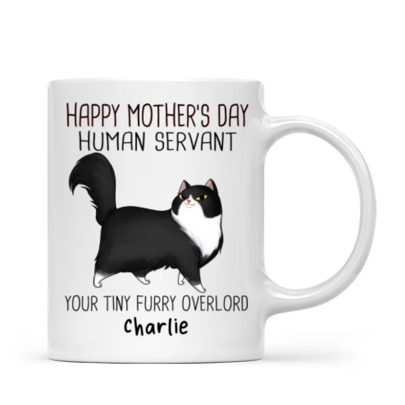 Happy Mother's Day Human Servant Cartoon Walking Cat Personalized Mug - Image 4