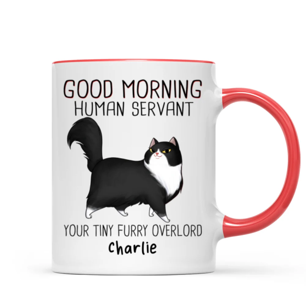 Good Morning Human Servant Cartoon Walking Cat - Personalized Mug - Image 7