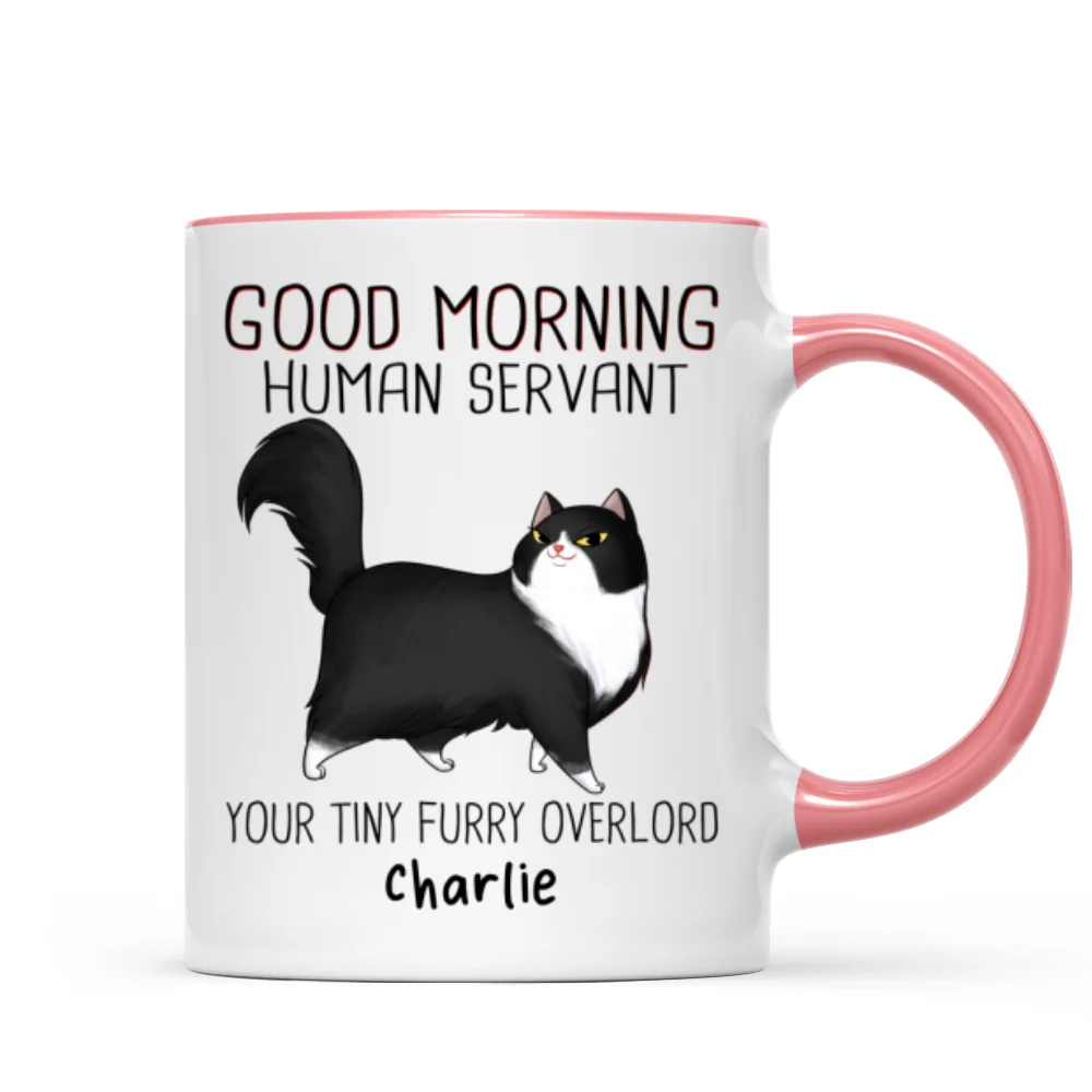 Good Morning Human Servant Cartoon Walking Cat - Personalized Mug - Image 9