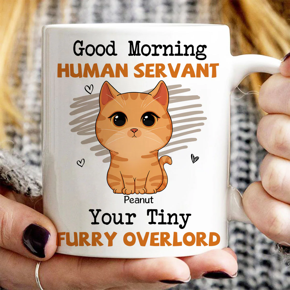 Good Morning Human Servant Cute Cats Vector Personalized Mug - Image 2