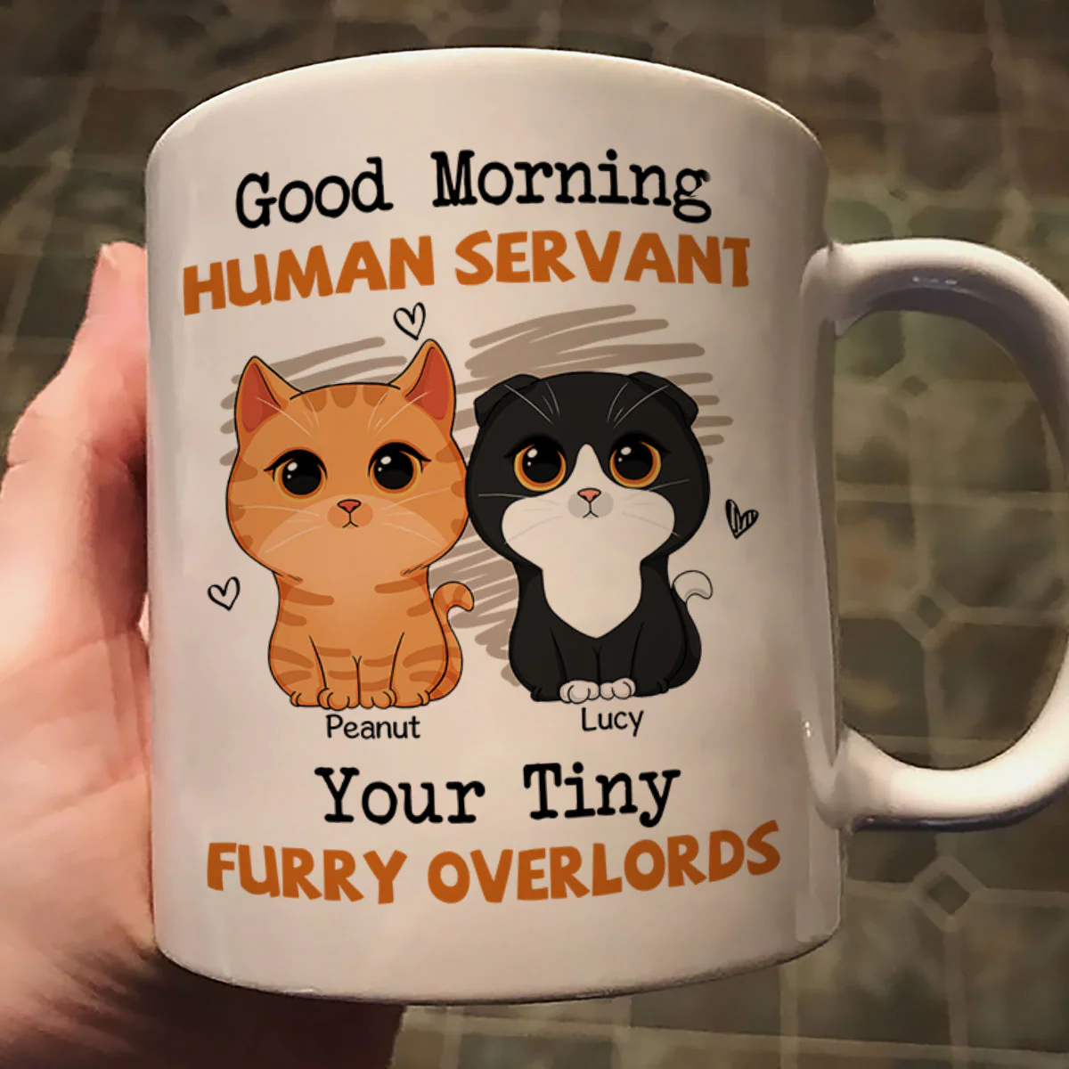 Good Morning Human Servant Cute Cats Vector Personalized Mug - Image 3
