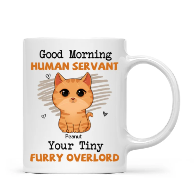 Good Morning Human Servant Cute Cats Vector Personalized Mug - Image 4