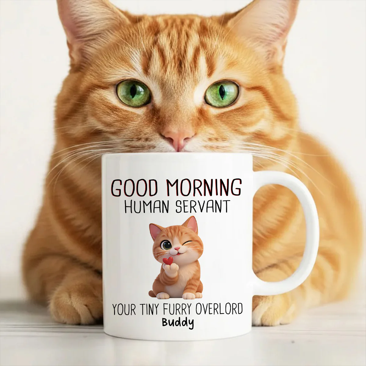 Good Morning Human Servant Cute Fluffy Cats - Personalized Mug - Funny Gift for Cat Moms, Cat Dads - Image 4