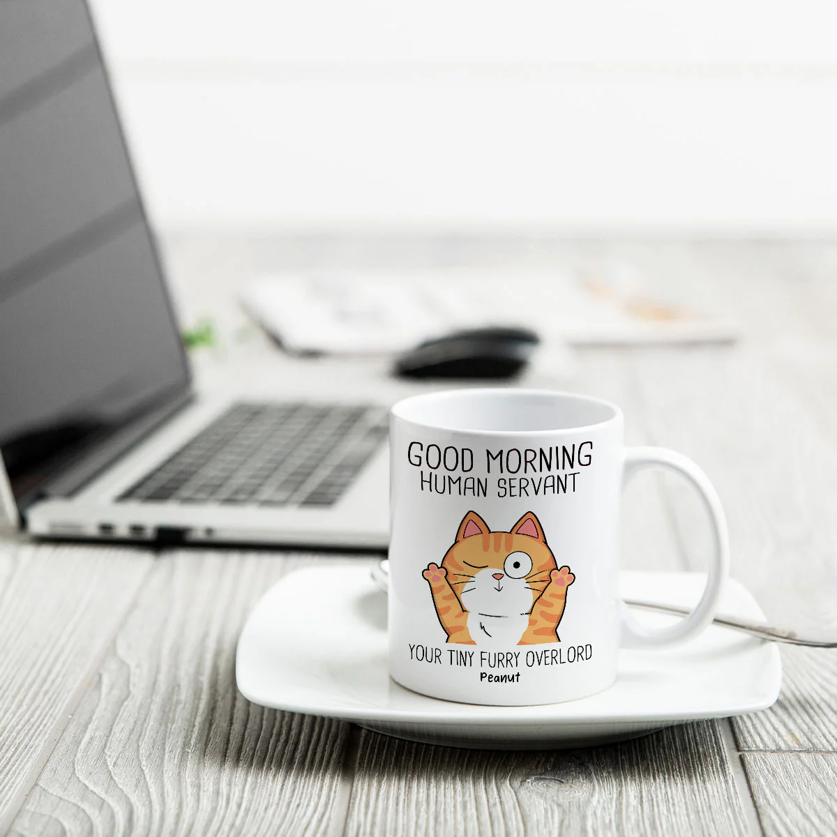 Good Morning Human Servant, Funny Cat Lover Mug, Gift For Cat Dad, Cat Mom - Image 4
