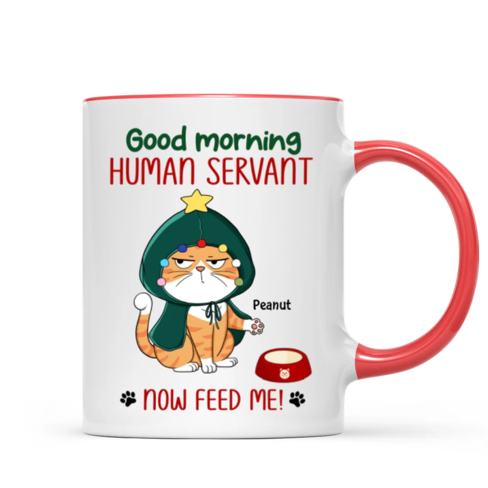 Good Morning Human Servant Now Feed Me Funny Cat Expression Personalized Mug - Image 7