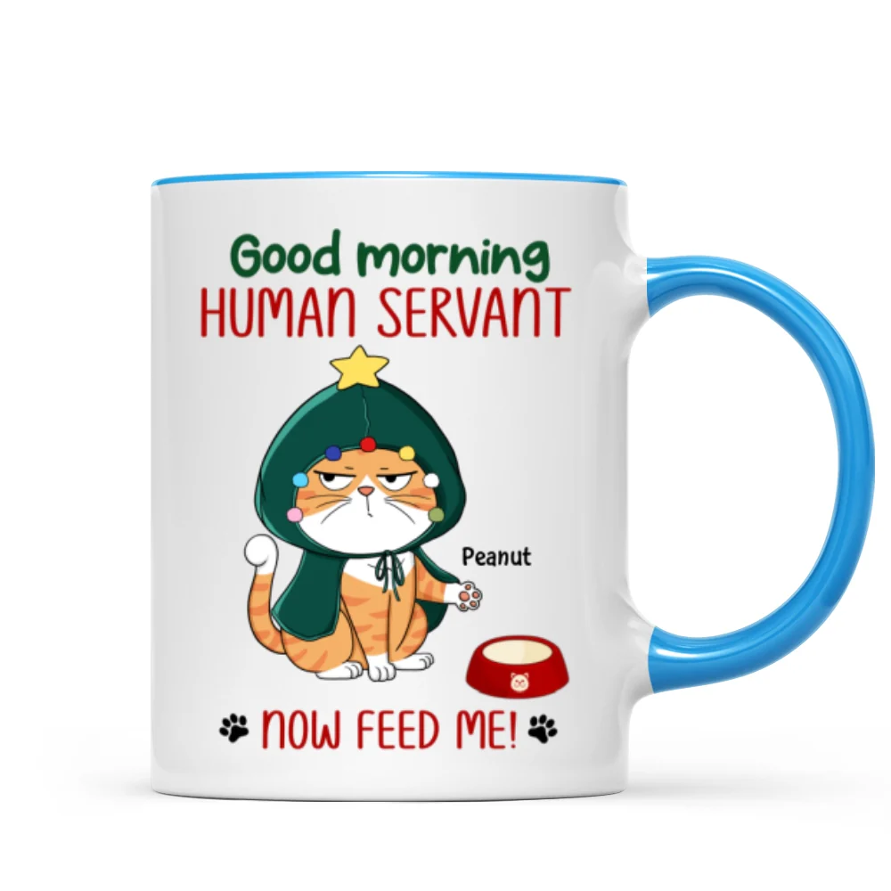 Good Morning Human Servant Now Feed Me Funny Cat Expression Personalized Mug - Image 8