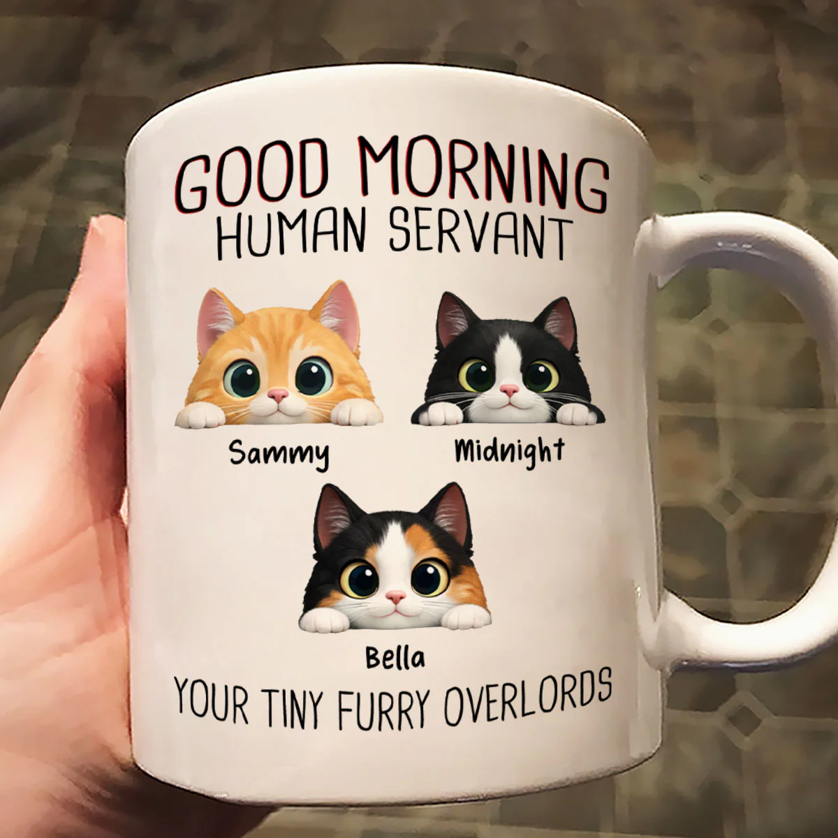 Good Morning Human Servant - Personalized Mug - Funny Gift for Cat Moms, Cat Dads - Image 3