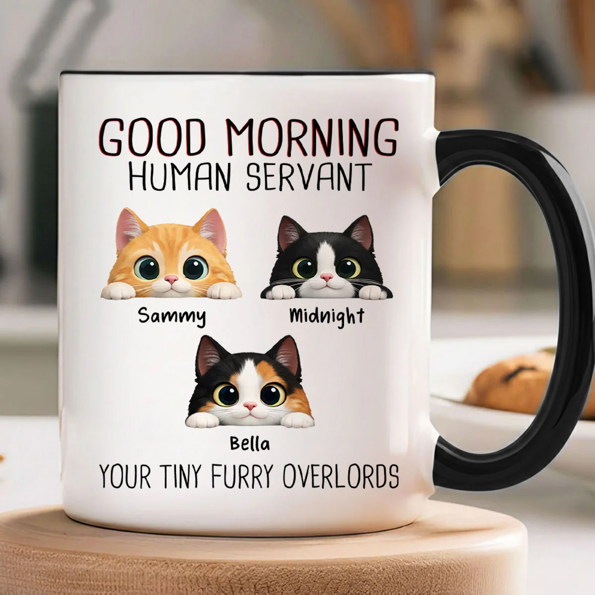 Good Morning Human Servant - Personalized Mug - Funny Gift for Cat Moms, Cat Dads - Image 4