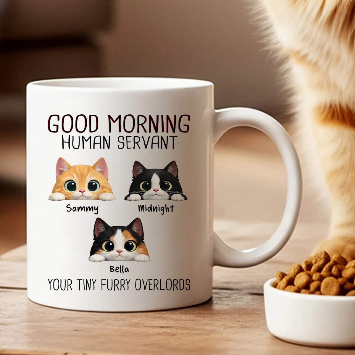 Good Morning Human Servant - Personalized Mug - Funny Gift for Cat Moms, Cat Dads - Image 5
