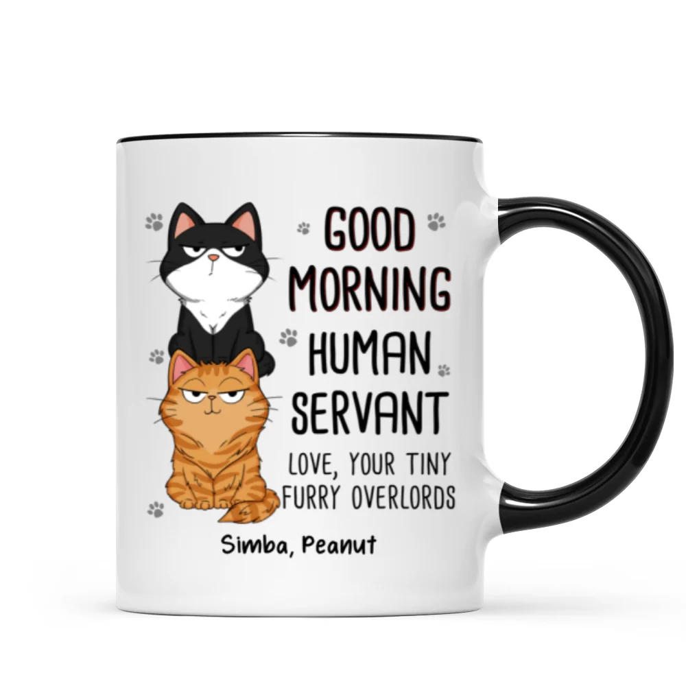 Good Morning Human Servant Stacked Cats Funny Gift For Cat Lover Personalized Mug - Image 10