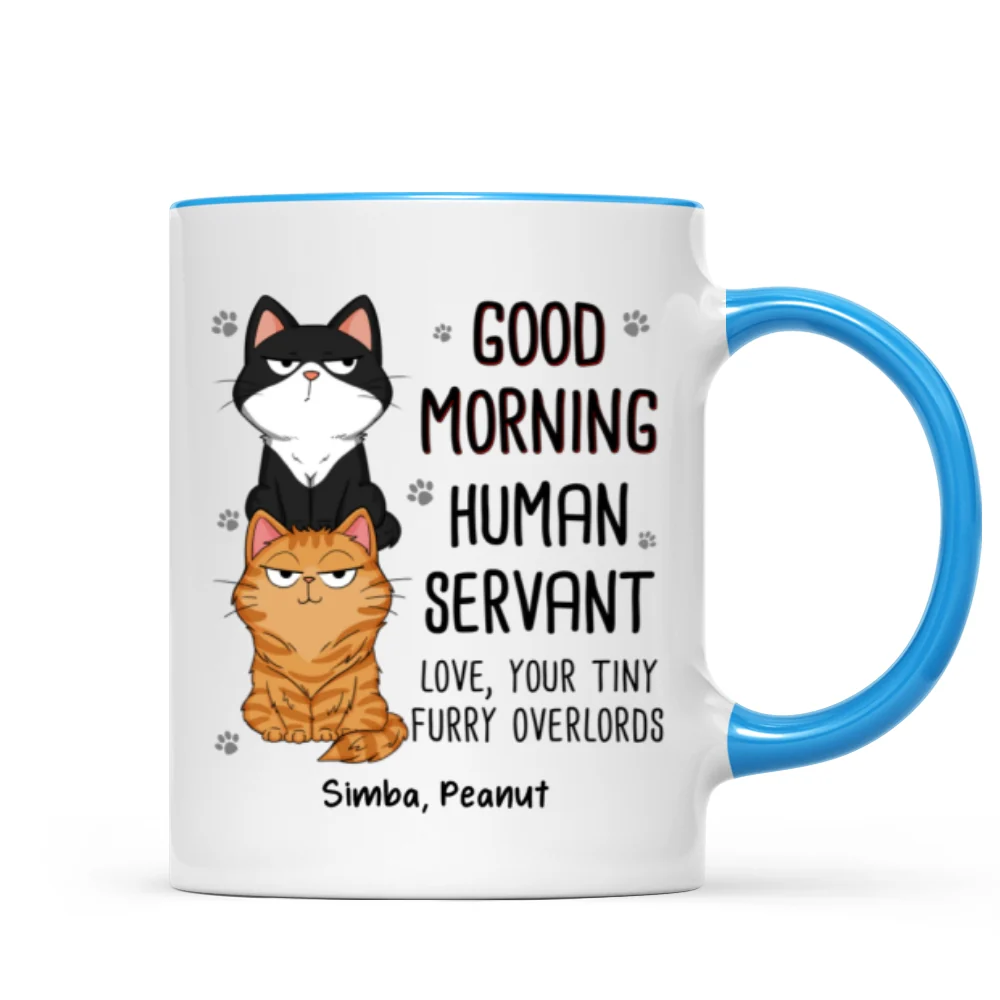 Good Morning Human Servant Stacked Cats Funny Gift For Cat Lover Personalized Mug - Image 13
