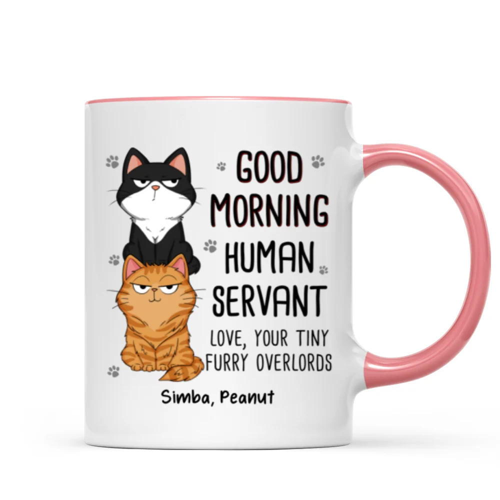 Good Morning Human Servant Stacked Cats Funny Gift For Cat Lover Personalized Mug - Image 14