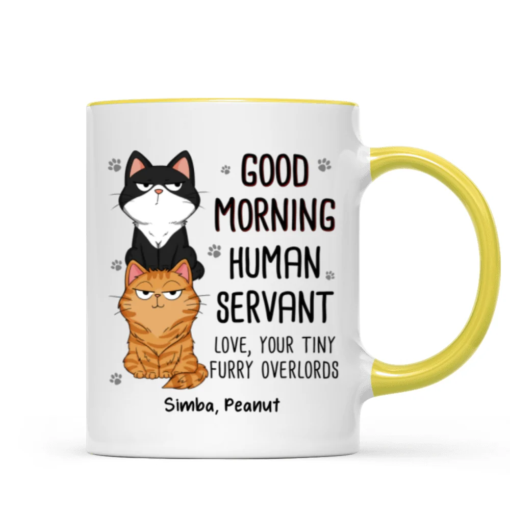 Good Morning Human Servant Stacked Cats Funny Gift For Cat Lover Personalized Mug - Image 17
