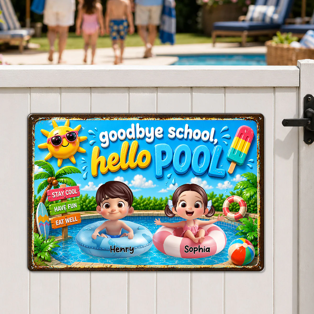 Goodbye School Hello Summer - Personalized Metal Sign - Summer Decorations - Image 3