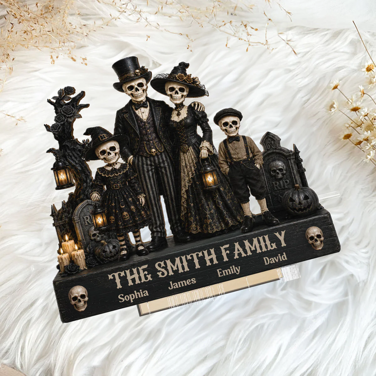 Gothic Skeleton Family 2D Flat - Personalized Wooden Plaque - Halloween Decoration - Image 7