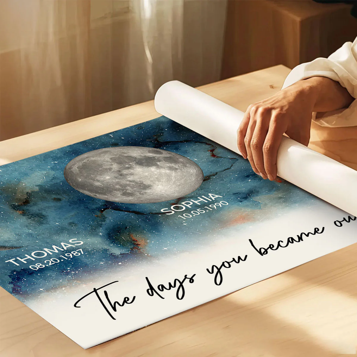 Gradient Galaxy Custom Birth Moon Phase The Days You Became Our Mom Personalized Poster, Heartfelt 2025 Gift For Mom - Image 4