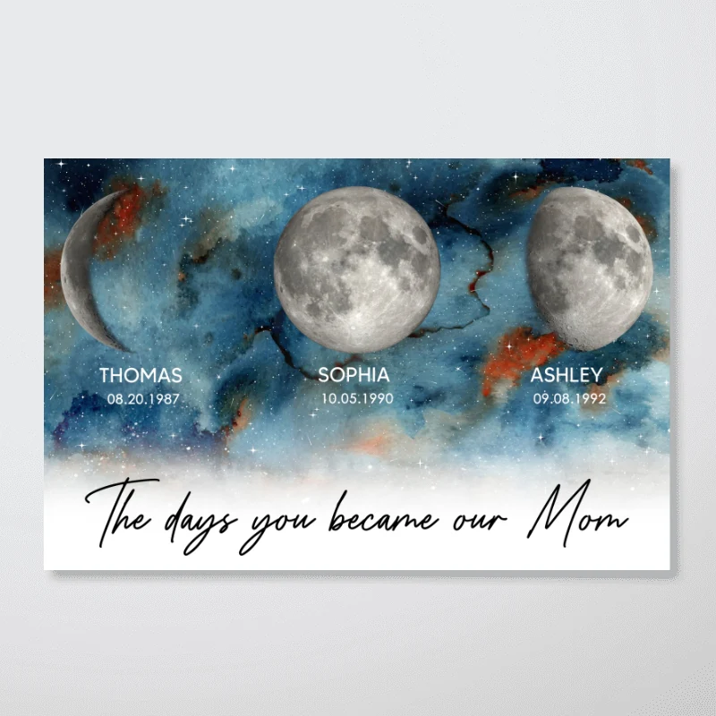 Gradient Galaxy Custom Birth Moon Phase The Days You Became Our Mom Personalized Poster, Heartfelt 2025 Gift For Mom - Image 8