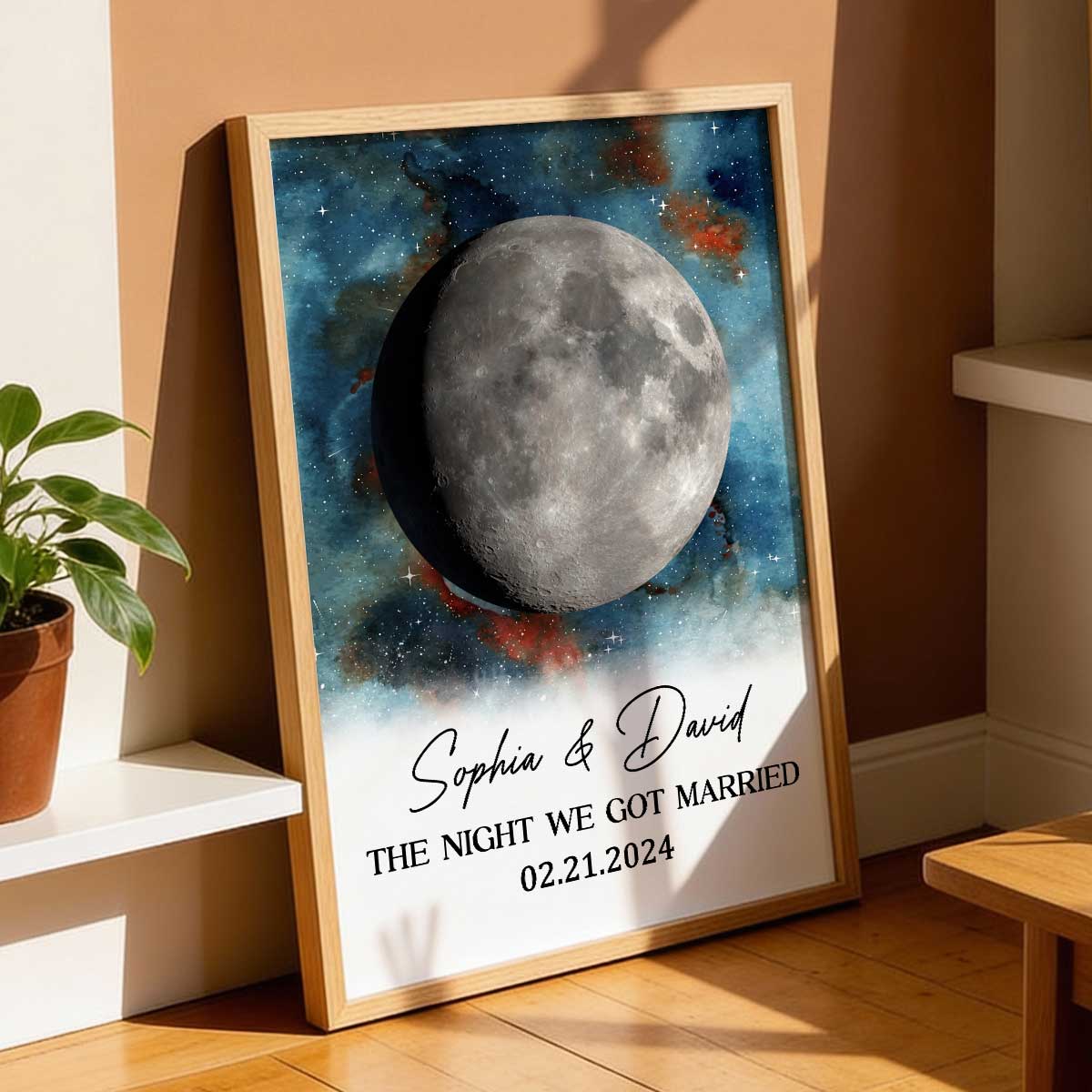 Gradient Galaxy Eternal Love Couple Custom Moon Phase Anniversary Date - Personalized Poster - Heartfelt Anniversary Gift, Valentine Gift, Wedding Gift For Couple - Image 2