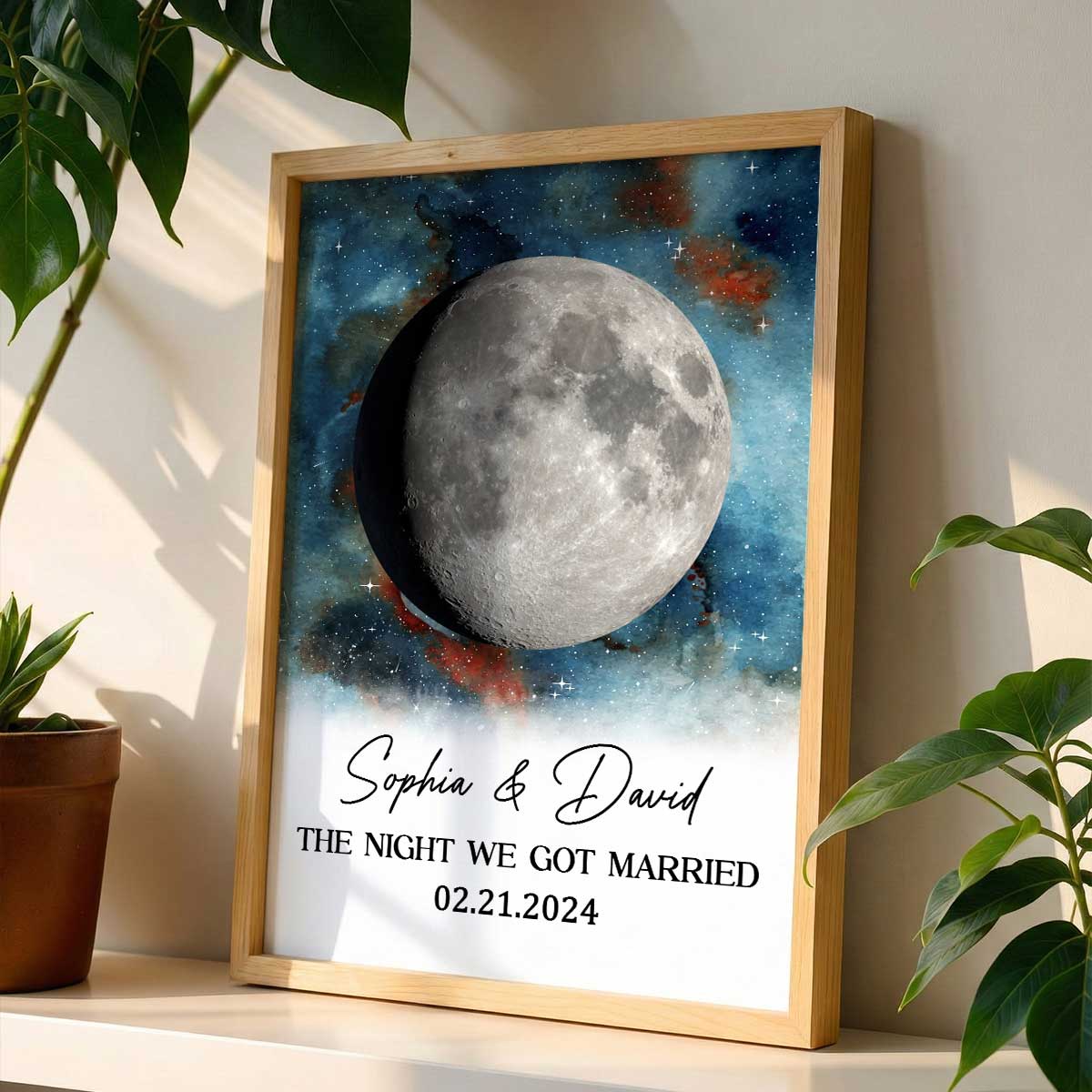 Gradient Galaxy Eternal Love Couple Custom Moon Phase Anniversary Date - Personalized Poster - Heartfelt Anniversary Gift, Valentine Gift, Wedding Gift For Couple - Image 3