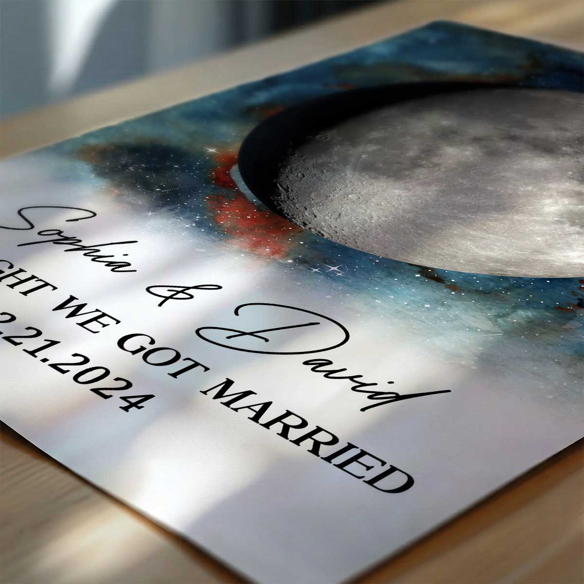 Gradient Galaxy Eternal Love Couple Custom Moon Phase Anniversary Date - Personalized Poster - Heartfelt Anniversary Gift, Valentine Gift, Wedding Gift For Couple - Image 5