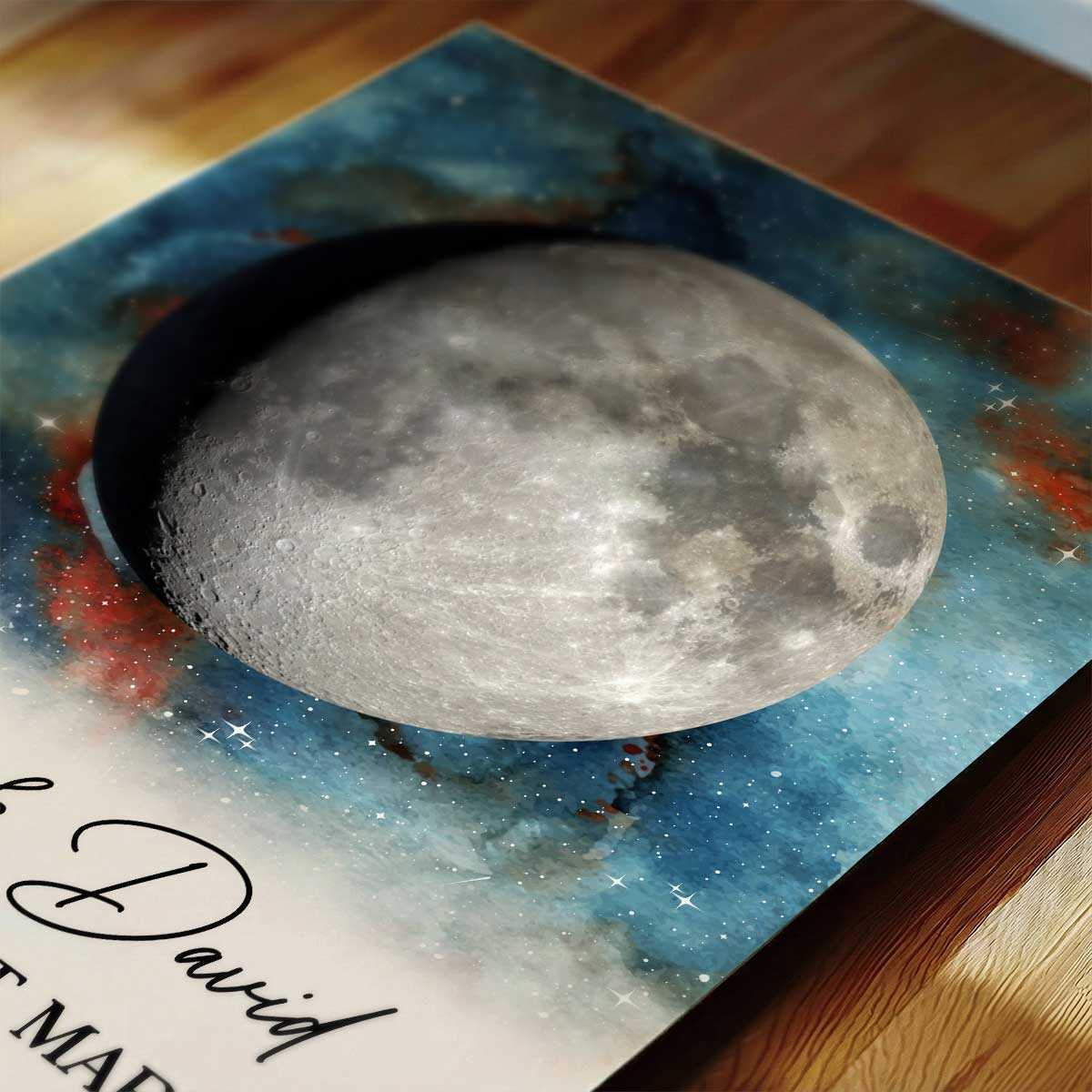 Gradient Galaxy Eternal Love Couple Custom Moon Phase Anniversary Date - Personalized Poster - Heartfelt Anniversary Gift, Valentine Gift, Wedding Gift For Couple - Image 6