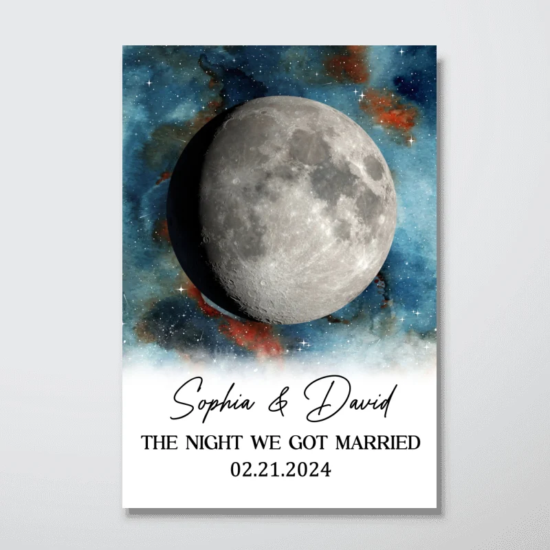 Gradient Galaxy Eternal Love Couple Custom Moon Phase Anniversary Date - Personalized Poster - Heartfelt Anniversary Gift, Valentine Gift, Wedding Gift For Couple - Image 9