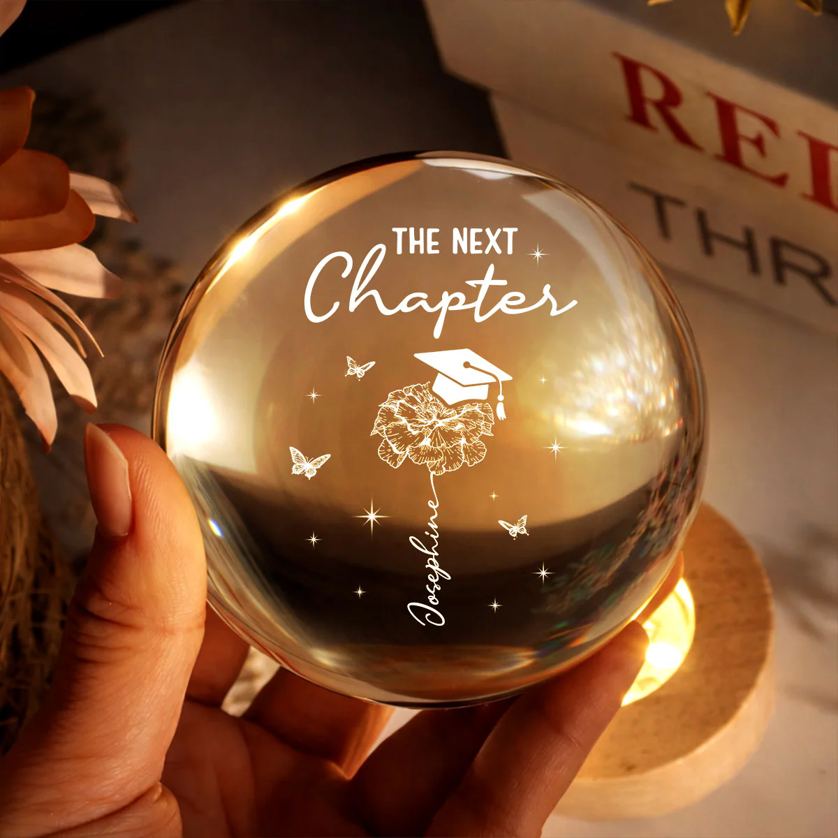 Graduation Birth Month Flower New Chapter - Personalized Crystal Ball LED Night Light - Graduation Gift, Keepsake For Daughter, Granddaughter - Image 10