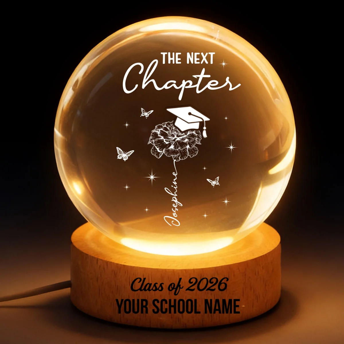 Graduation Birth Month Flower New Chapter - Personalized Crystal Ball LED Night Light - Graduation Gift, Keepsake For Daughter, Granddaughter - Image 11