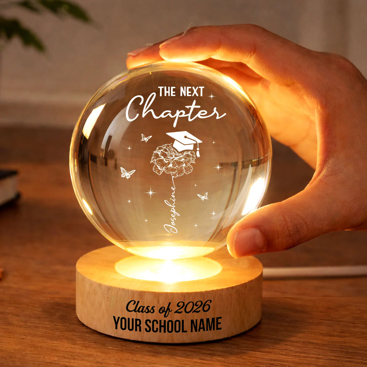 Graduation Birth Month Flower New Chapter - Personalized Crystal Ball LED Night Light - Graduation Gift, Keepsake For Daughter, Granddaughter - Image 5