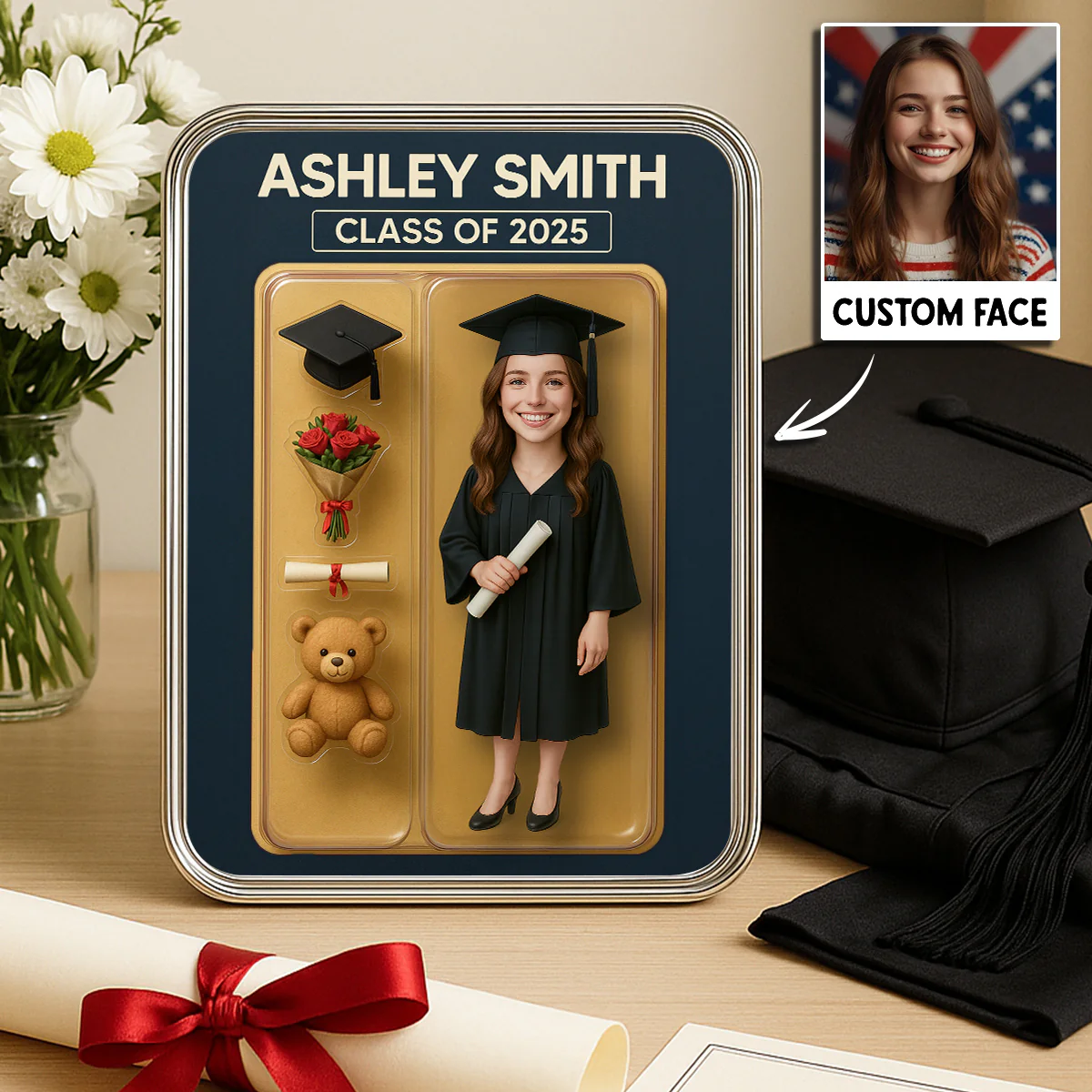 Graduation Custom Figure 3D Effect Personalized Mirrored Picture Frame, Graduation Gift - Image 2