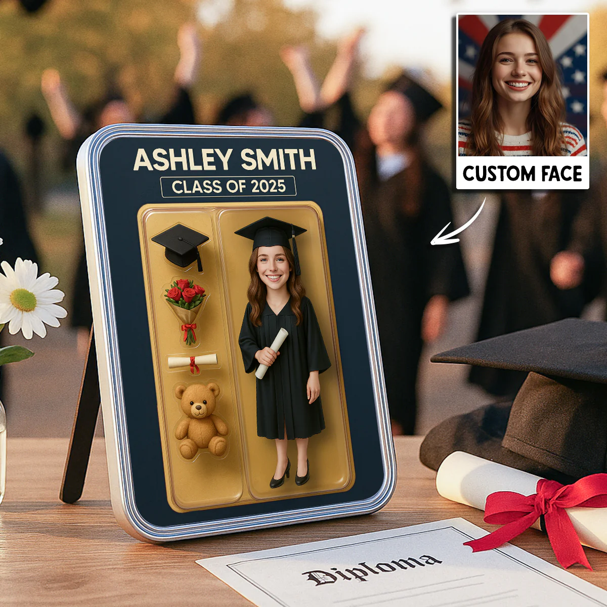 Graduation Custom Figure 3D Effect Personalized Mirrored Picture Frame, Graduation Gift - Image 3