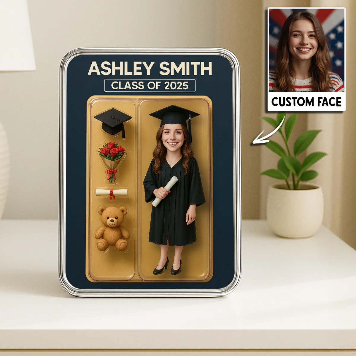 Graduation Custom Figure 3D Effect Personalized Mirrored Picture Frame, Graduation Gift - Image 4