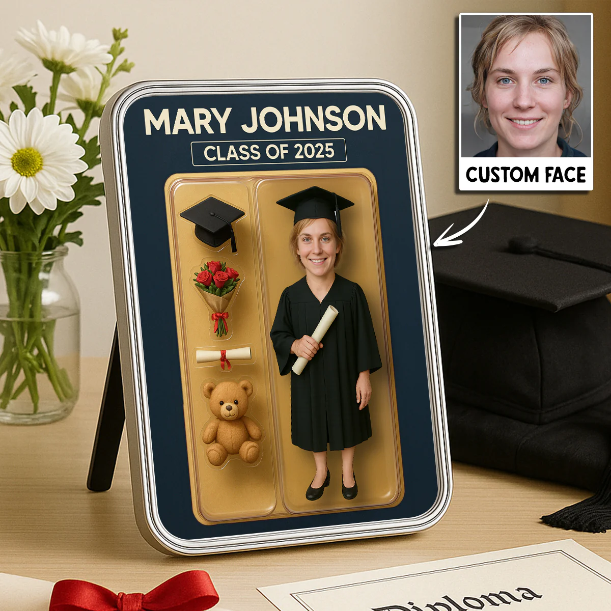 Graduation Custom Figure 3D Effect Personalized Mirrored Picture Frame, Graduation Gift - Image 8