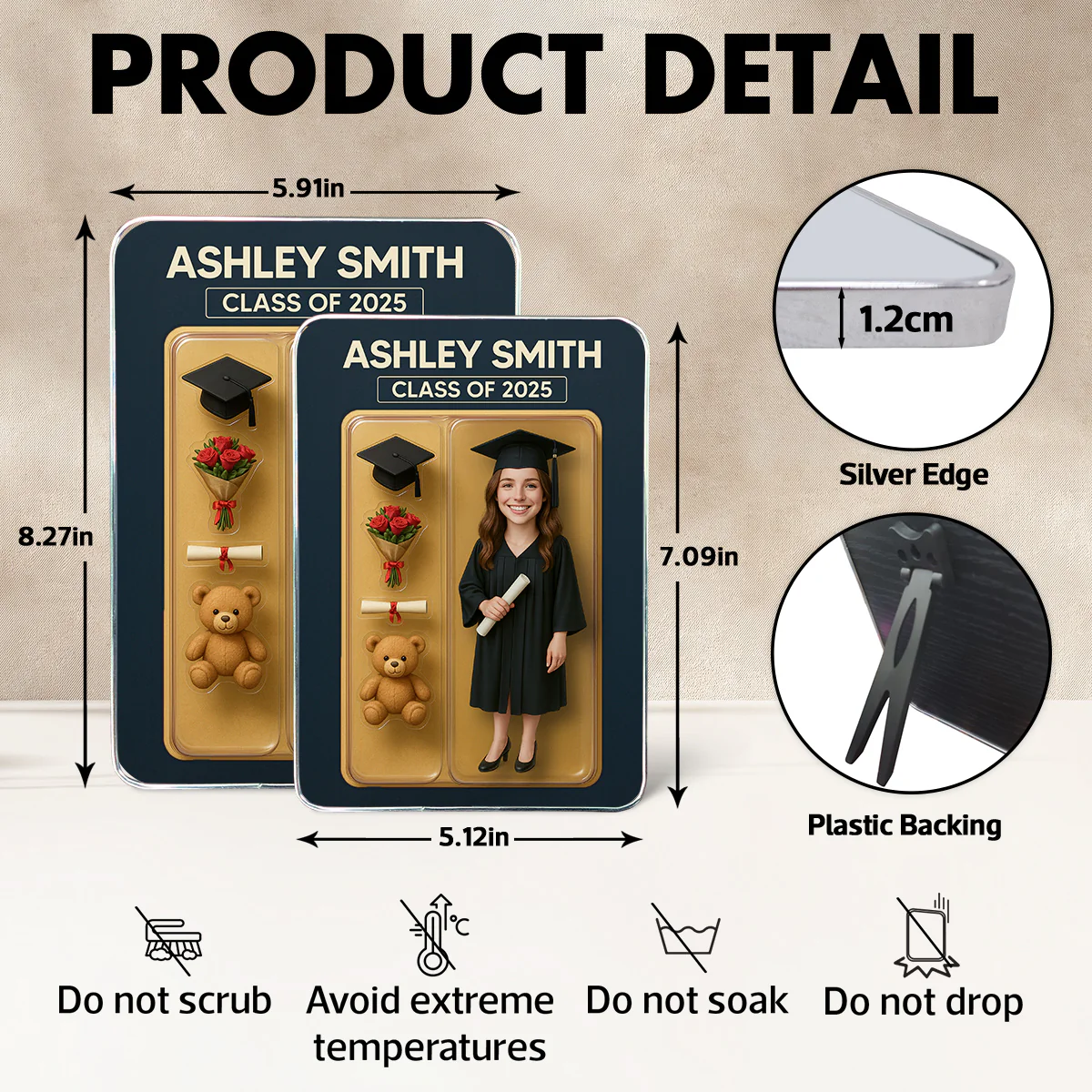 Graduation Custom Figure 3D Effect Personalized Mirrored Picture Frame, Graduation Gift - Image 9