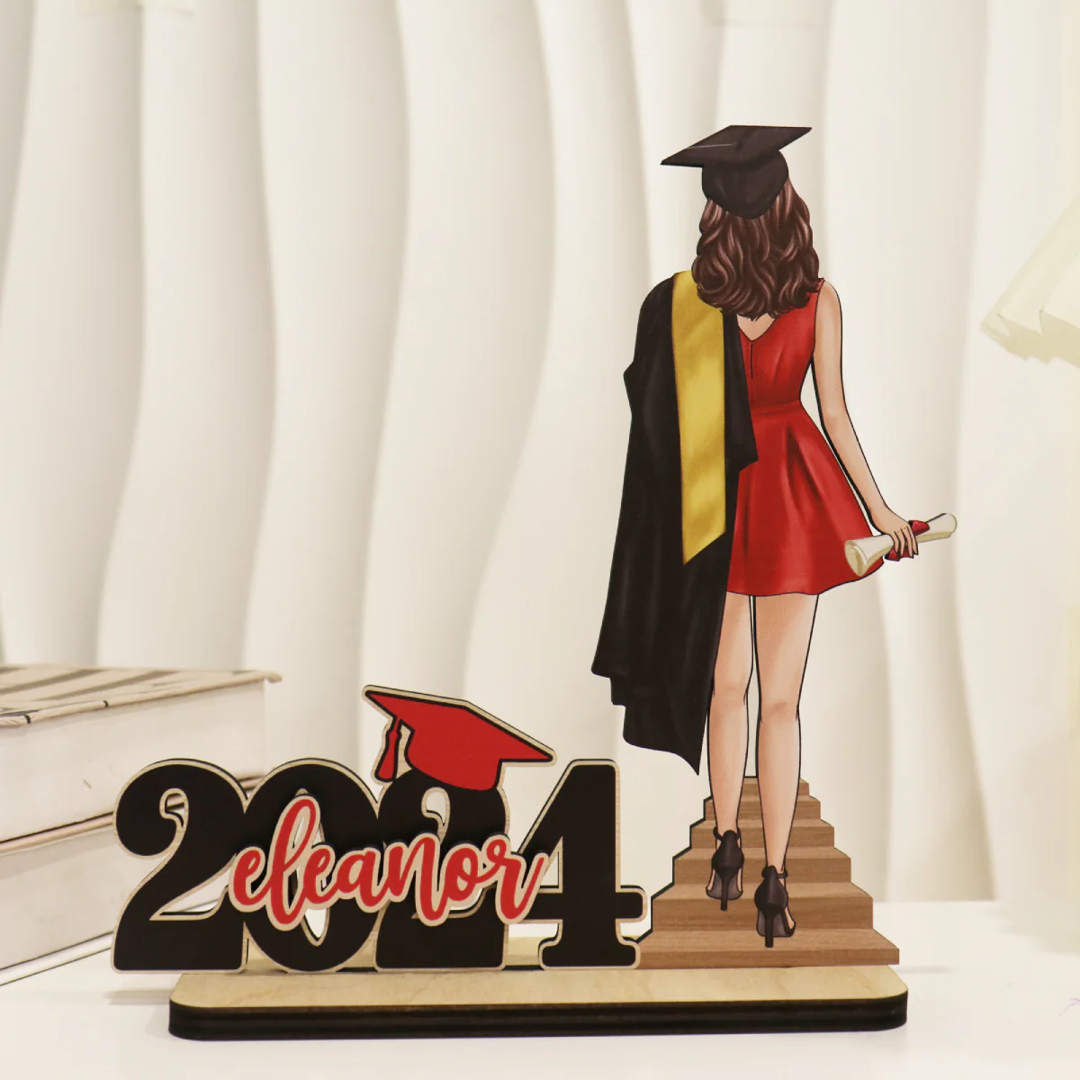 Graduation Gift Graduate Senior Back View Class Of 2024 Personalized Standing Wooden Plaque - Image 2