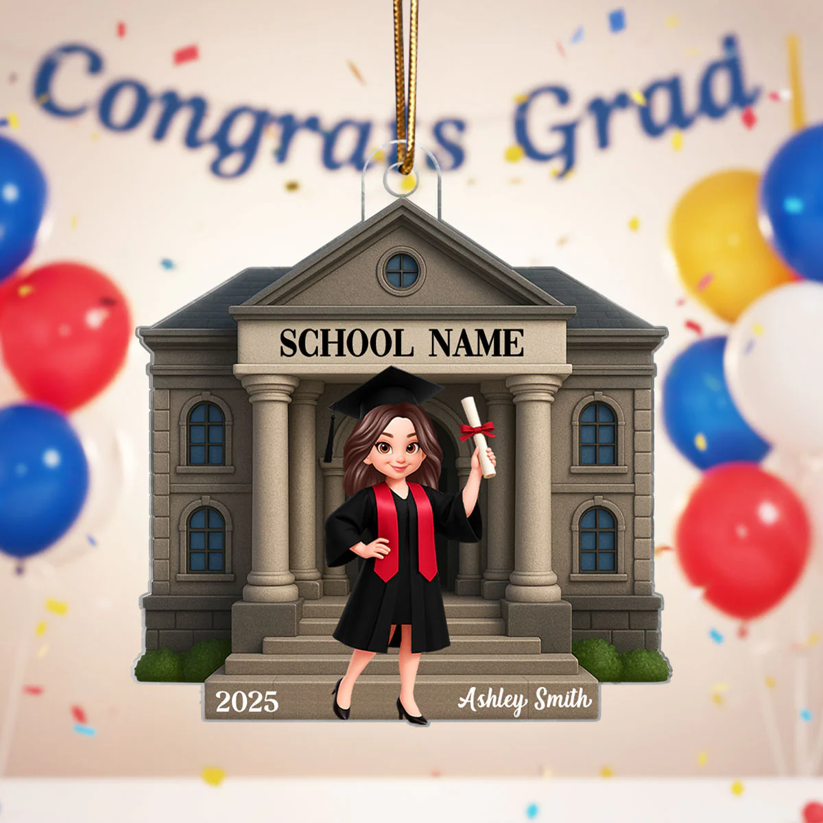 Graduation Keepsake 3D Effect - Personalized Acrylic Ornament - Graduation Christmas Gift - Image 2
