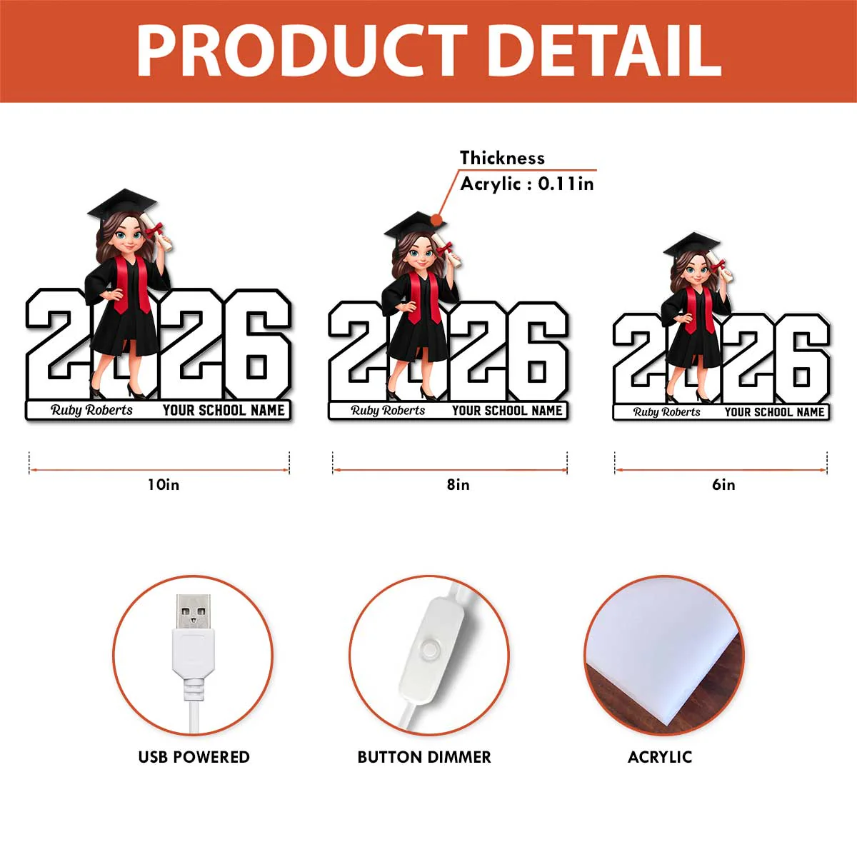 Graduation Senior Class Of Year - Personalized Light Box - Christmas Gift For Graduates - Image 8