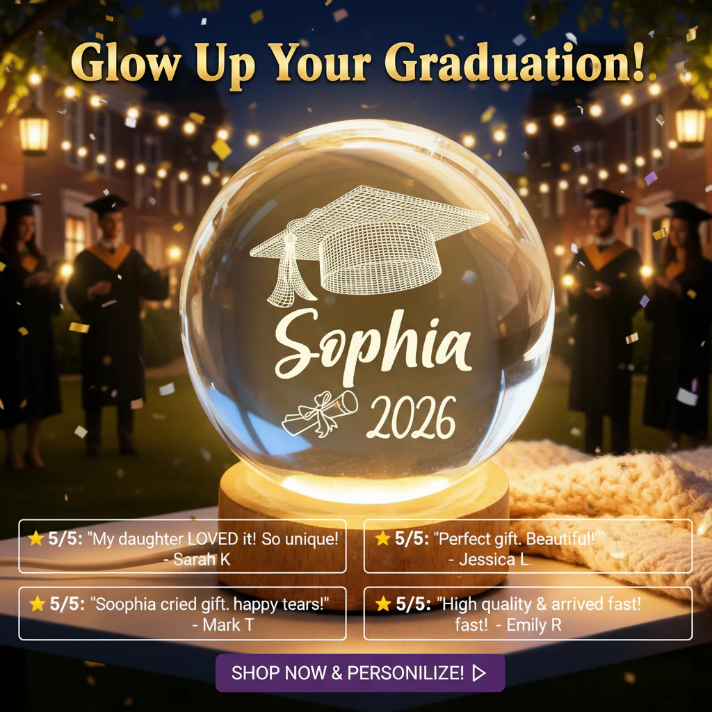 Graduation Senior Illusion Graduation Cap - Personalized Crystal Ball LED Night Light - Gift For Graduation Day, Graduation Gift, Keepsake - Image 2