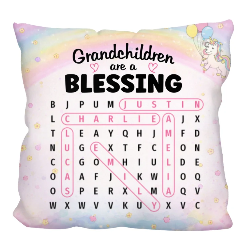 Grandchildren Are A Blessing Word Search Puzzle - Personalized Pillow - Heartfelt Gift for Grandma - Image 10