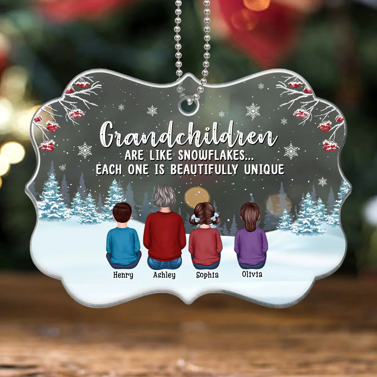Grandchildren Are Like Snowflake Grandma Personalized Acrylic Ornament - Image 3