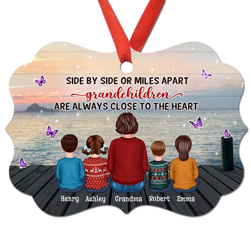 Grandchildren Close To Heart Grandma On Bridge Personalized Christmas Ornament