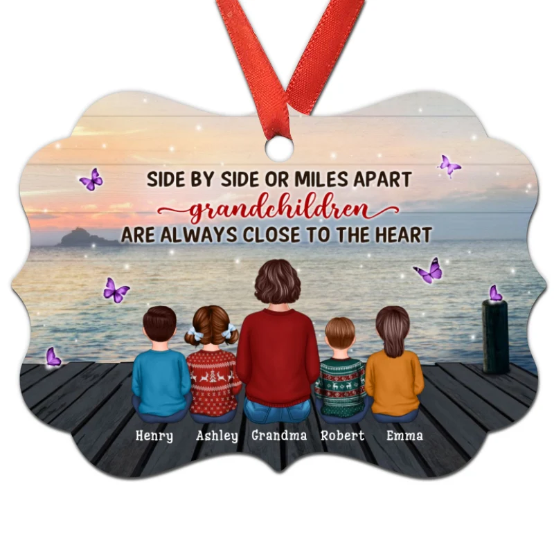 Grandchildren Close To Heart Grandma On Bridge Personalized Christmas Ornament - Image 3