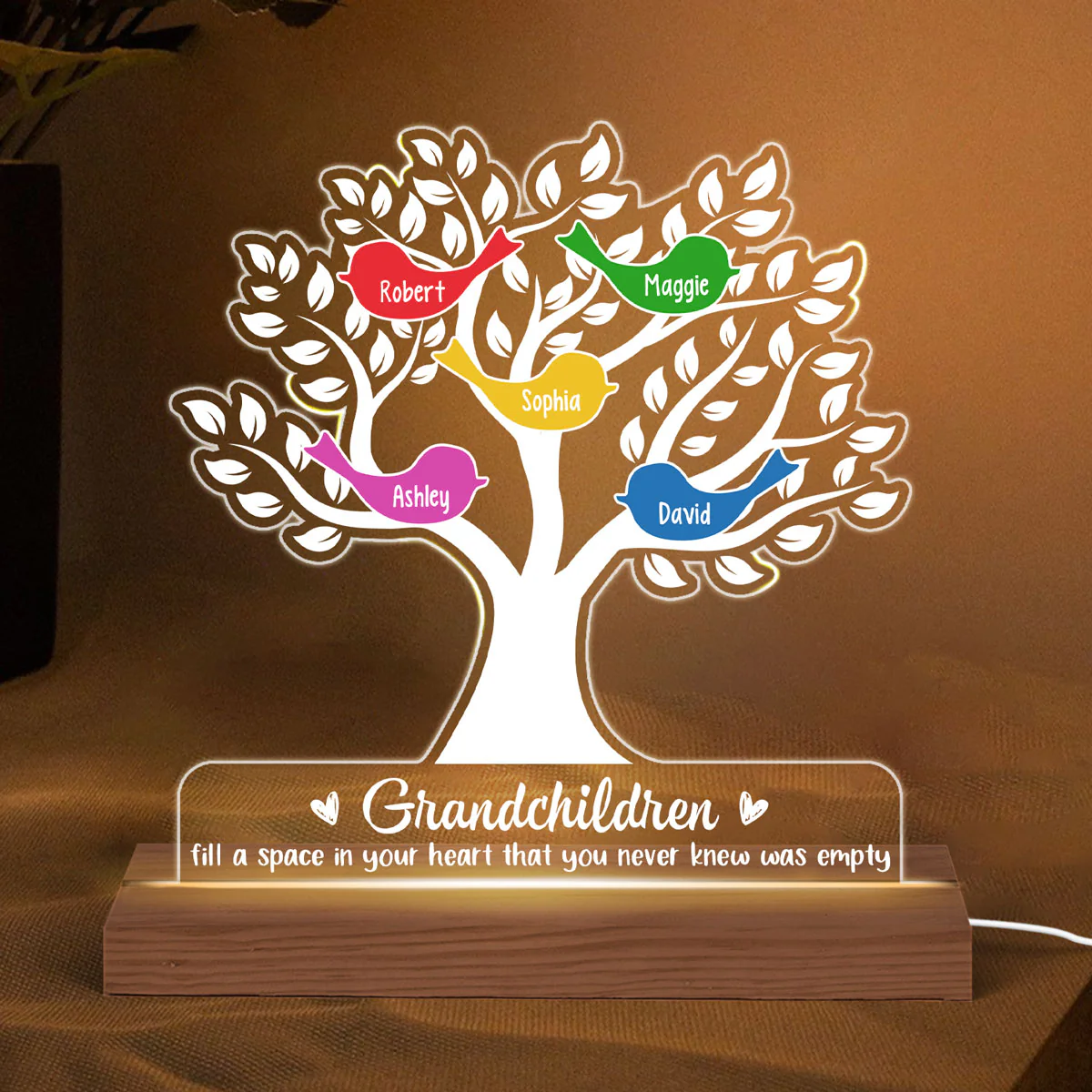 Grandchildren Fill A Space In Your Heart Grandma Mother‘s Day Gift Personalized Acrylic Custom Shape LED Lamp Night Light - Image 2