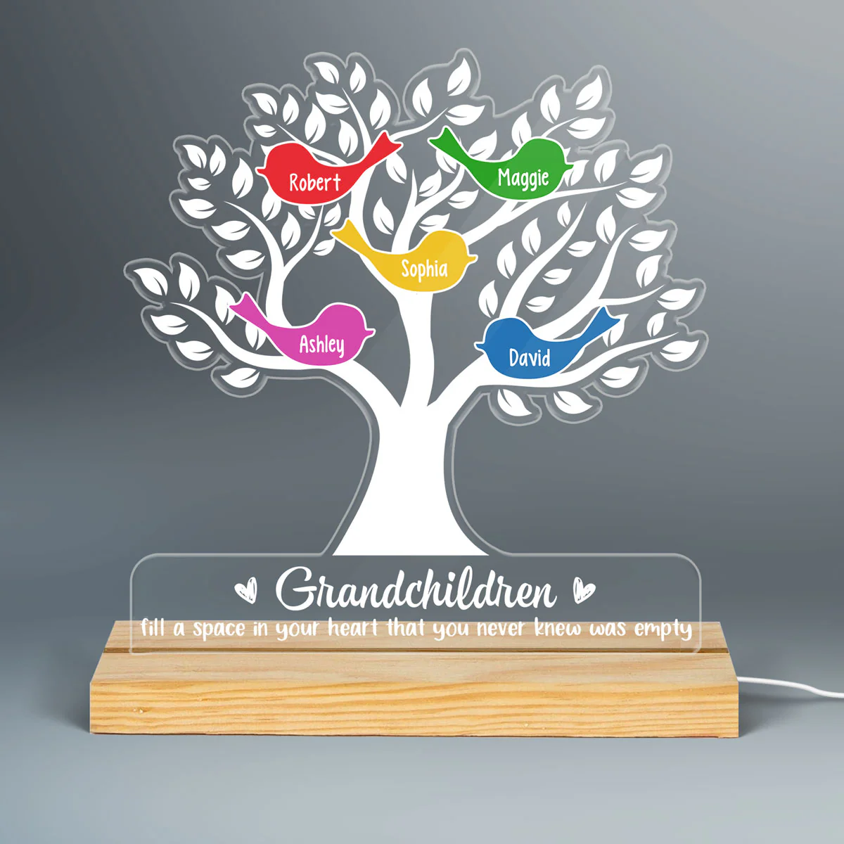 Grandchildren Fill A Space In Your Heart Grandma Mother‘s Day Gift Personalized Acrylic Custom Shape LED Lamp Night Light - Image 3