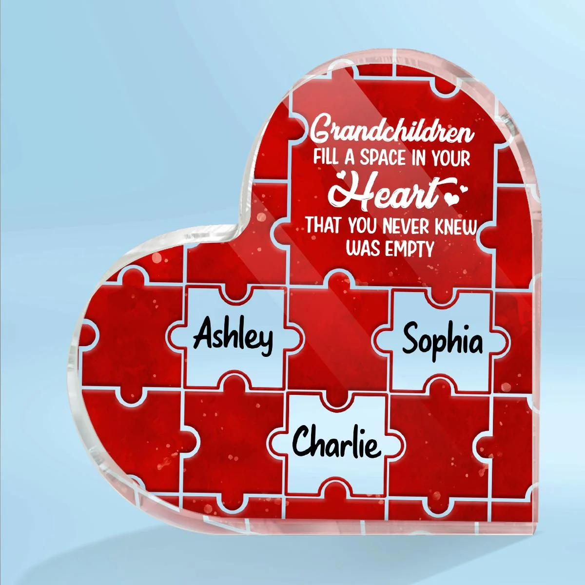 Grandchildren Fill A Space In Your Heart Grandma Mother‘s Day Gift Personalized Acrylic Heart Plaque - Image 2