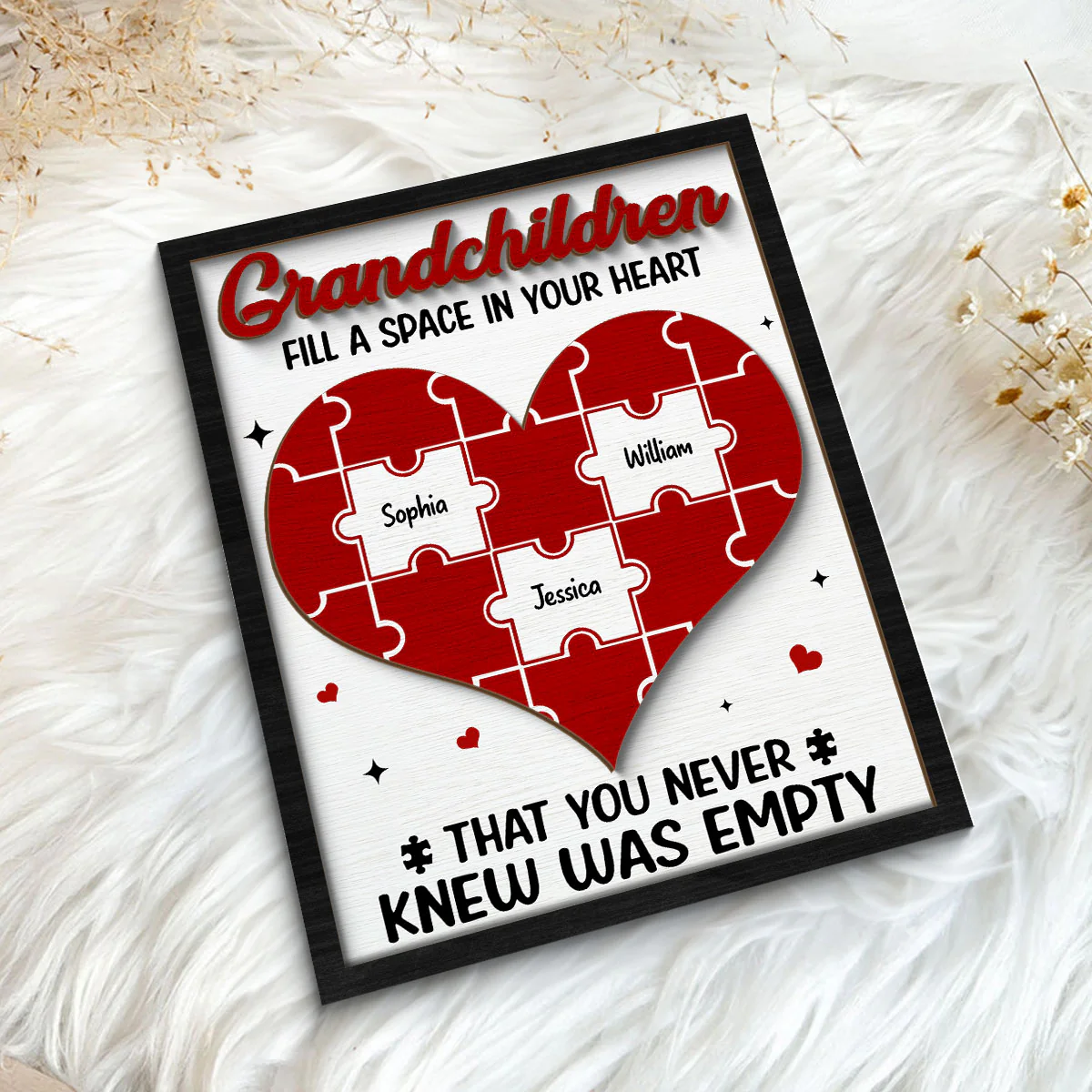 Grandchildren Fill A Space In Your Heart Personalized 2-Layer Wooden Plaque - Image 5