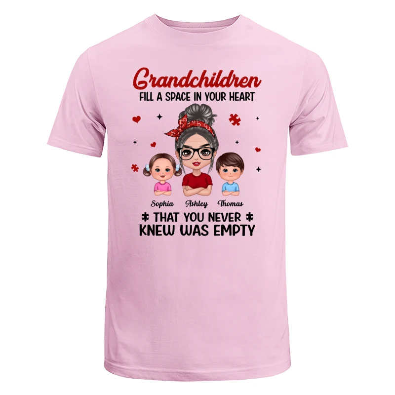 Grandchildren Fill Spaces In Grandma Heart Doll Grandma And Grandkids Personalized Shirt - Image 7