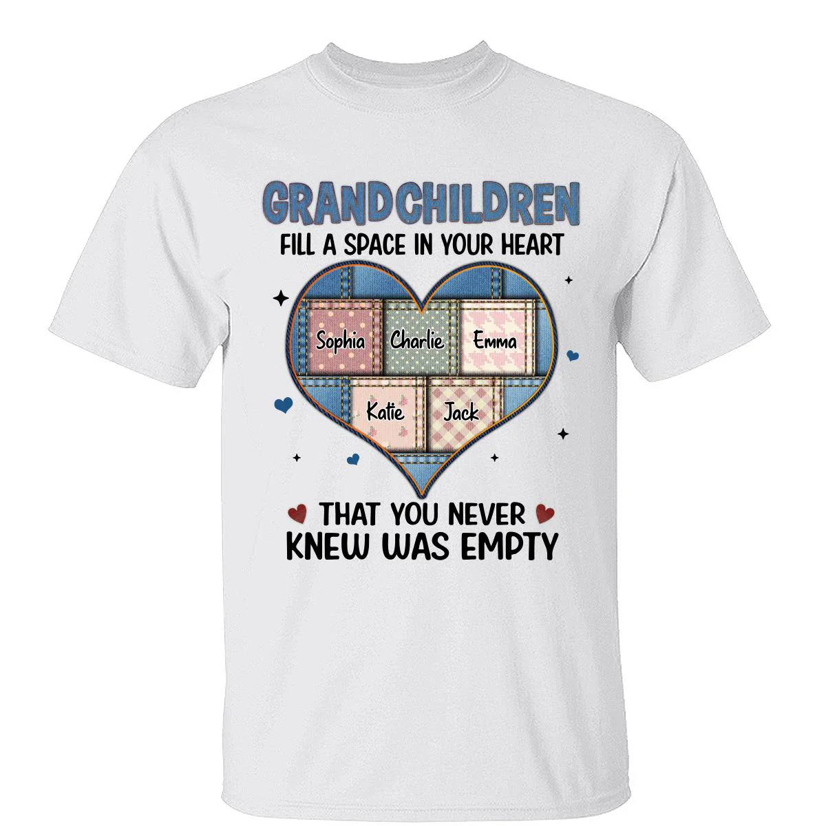 Grandchildren Fill Spaces In Grandma Heart Floral Patterns Personalized Shirt